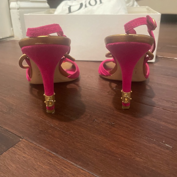 Christian DIOR- pink suede Slingback Heel Sandal - Picture 5 of 9